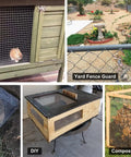 Varied uses of Beefy 36x50 Hardware Cloth One Quarter Inch 23Ga Welded Wire Mesh for rabbit coops, yard fences, and compost bins.