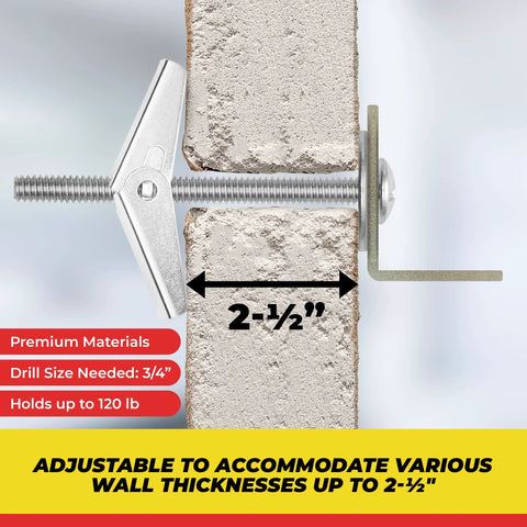 Spring Toggle Bolt Anchors Heavy Duty Wall Anchors For Hollow Walls Stainless Steel cross-section view installed in wall