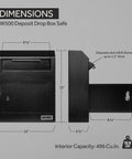 Beefy Heavy Duty Steel Wall Mount Drop Box Deposit Safe 12 By 4 By 15 Inches dimensions and locking feature displayed