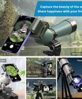 Universal Phone Digiscoping Adapter For Telescope And Spotting Scope With Remote Shutter Monocular Holder 66-95mm Clamp Fits Most Phones