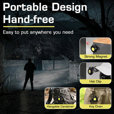 COB Keychain Light 2 Pack Ultra Compact USB C Rechargeable Carabiner Flashlight With Hat Clip EDC Magnetic in various uses.