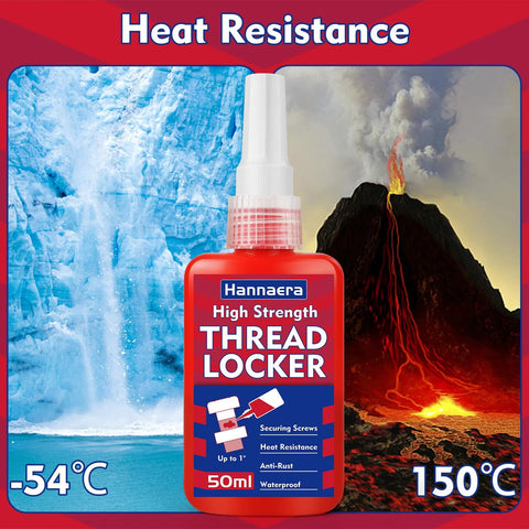 High strength red thread locker 271 for metal fasteners, 50 ml bottle, heat resistance, used in extreme temperatures, sealing threads.