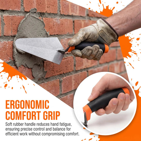 4 Pack Pro Grade Masonry Hand Tools Set With 6 Inch Pointing Trowels And 9 Inch Gauging Trowels Carbon Steel Brick Trowels with hand using on brick wall