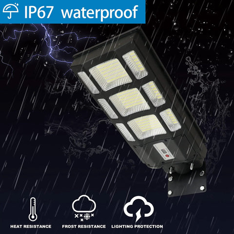 300W Solar Street Light With Dusk To Dawn Feature, Motion Sensor, And Remote Control, 30000 Lumens IP67 Waterproof