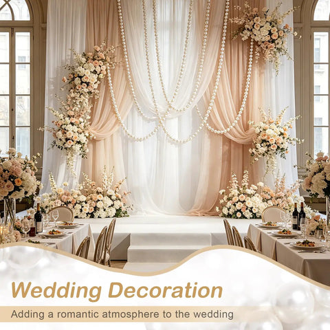 Pearl Ball Garland Set 10 Pieces 2.2 Inch Refills For Wedding Backdrops Table Decor Easy Setup And Reusable Pearl Ball Decorations For Parties And Events on wedding backdrop
