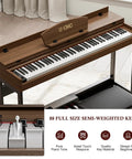 88 Key Digital Piano Keyboard With Metal Stand Full Size Electric Piano For Beginners And Adults Jam At Home Walnut Finish