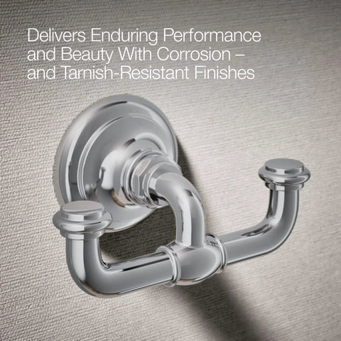 Artifacts Double Robe Hook Polished Chrome Heavy Duty Metal Bathroom Hardware With Extra Storage Corrosion And Tarnish Resistant Finish Complements Artefacts Collection Sleek Modern Look For A Neat Functional Space