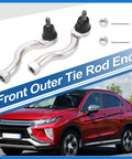 Front Outer Tie Rod End Links Kit For Mitsubishi Montero 2001 2002 2003 2004 2005 2006 Upgrade Suspension And Steering Drag Link Replacement Durable OE Fitment ES800448 ES800447 MR508136 MR508135, two silver tie rod ends with hardware
