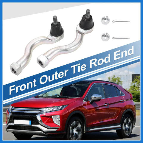 Front Outer Tie Rod End Links Kit For Mitsubishi Montero 2001 2002 2003 2004 2005 2006 Upgrade Suspension And Steering Drag Link Replacement Durable OE Fitment ES800448 ES800447 MR508136 MR508135, two silver tie rod ends with hardware