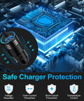 48W USB C Car Charger With Built In 30W Type C Cable Fast Charge Android Car Adapter highlighting safety features
