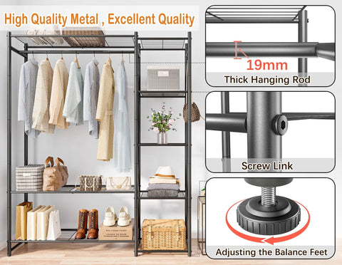 Storage Game Changer, Heavy Duty Portable Wardrobe Closet, Spacious Clothes Rack Organizer With Four Tier Shelves, Breeze To Set Up, And Dedicated Shoe Rack For Bedrooms Or Apartments