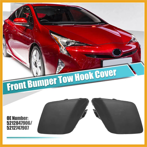 Pair Front Left And Right Bumper Tow Hook Covers For Toyota Prius 2016 2019 Direct Fit EZ Install Eye Cap Towing Hole Cover Replacement OE 5212847906 5212747907 Durable Vehicle Exterior Accessory