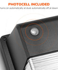 Close-up of photocell on Outdoor Dusk To Dawn LED Wall Pack Light with Photocell 28W Equivalent for outdoor security lighting.