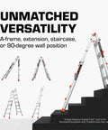 Versatile 22 Ft Multi-Position Ladder For Pros And DIYers, A Real Workhorse, Heavy-Duty Aluminum Construction, Four-Position Modes, Secure Locking, Stable And Durable For Indoor Outdoor Tasks, Roof Access And Tall Projects on stairs