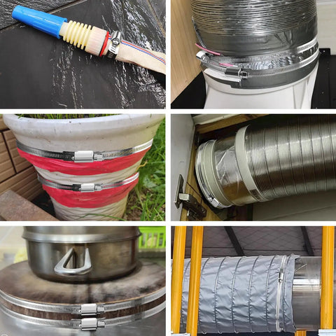 Various applications of 32Ft 304 Stainless Steel Hose Clamps DIY Kit With 25 Heavy Duty Fasteners And Adjustable Worm Gear Clamps