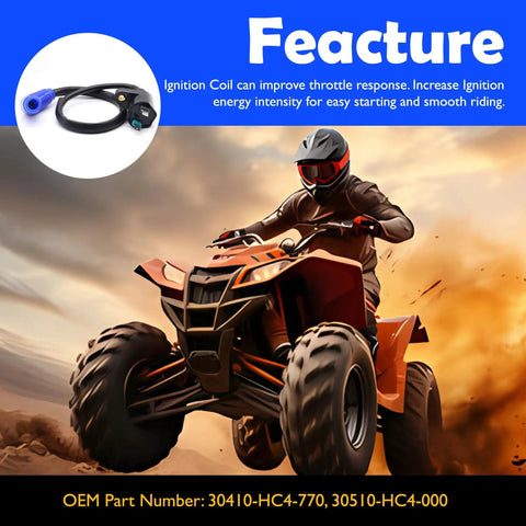ATV displaying Ignition Coil Spark Plug CDI Box For Honda FourTrax 300 TRX 300 2x4 1989 1990 1991 1992 1993 and TRX 300FW 4x4 1990 1991 1992 1993 Replacement Parts OE 30410 HC4 770 30510 HC4 000
