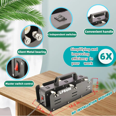 Six Cup Tumbler Turner For Crafts Two Way Spinner Machine Kit With Pro Grade Independent Switches on wooden table