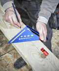 Using Tall Pro Grade Stair Gauges For Framing Square with carpentry square on wooden board