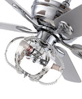WEvalMC Ceiling Fan Chandelier 52 Inch with Wireless Operation, 5 Blades, 3, showing chrome finish and stylish blades.