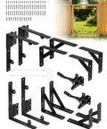 Anti Sag Gate Kit Two Pack Heavy Duty Fence Gate Hardware For Durable Wood And Metal Gates, Steel Construction, Rust Proof Design, Supports Up To 120 Lbs Per Gate, Easy Install And Long Lasting Performance, black steel gate brackets, screws, latch