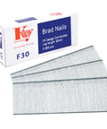 Heavy Duty 18 Gauge Brad Nails 5000 Count 1 1/4 Inch Length Galvanized Coating in packaging with rows of nails visible.