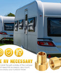 Close-up of brass 1/4-inch NPT to inverted-flare propane fittings, reducer adapters, set of 4.