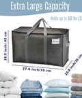 Extra Large Heavy Duty Workhorse Moving Bags Pack For Clothes And Dorm Storage with dimensions and capacity details