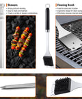 Stainless Steel 19 Piece BBQ Tools Set With Skewers and Cleaning Brush on Grill
