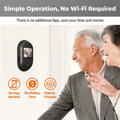 Elderly couple using Peephole Camera for Apartment Doors Fits 15/32 Inch Peephole Easy Install Front Door Security No WiFi Required Hidden Camera