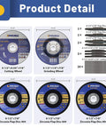 27 Pack Four And A Half Inch Angle Grinder Wheel Kit For Metals And Stainless Steel With Seven Eighths Inch Arbor Includes Twenty Cutting Wheels Three Grinding Discs Four Zirconia Flap Discs Great For Home DIY And Pro Metalwork