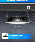 UFO LED High Bay Lights 100W 10 Pack Ultra Bright 10000LM 6500K Daylight Waterproof High Bay Light installed with adjustable bracket