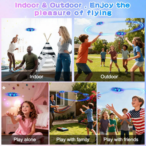 Kids Drone For Indoor And Outdoor Fun 2026 Upgrade in various settings with LED lights and gesture control for family play.