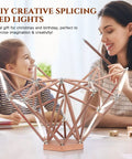 Mom and daughter assembling LED DIY Splicing Desk Lamp Kit With Touch Dimmer for Living Room Bedroom and Office USB Powered