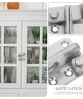 Easy Install Durable Stainless Steel Heavy Duty Gate Latch on a white cabinet, displaying clear locking mechanism for secure closure.