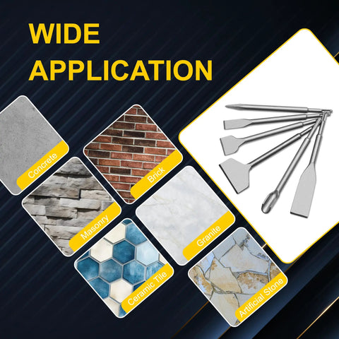 Six Piece SDS Plus Chisel Set For Concrete Tile Removal Wall Chasing And Floor Scraping Made From 40CR Steel For Tough Durability