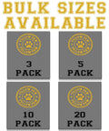 Front view of Yellow Paw drill bits bulk packs (3, 5, 10, 20) on gray boxes with yellow paw logo.