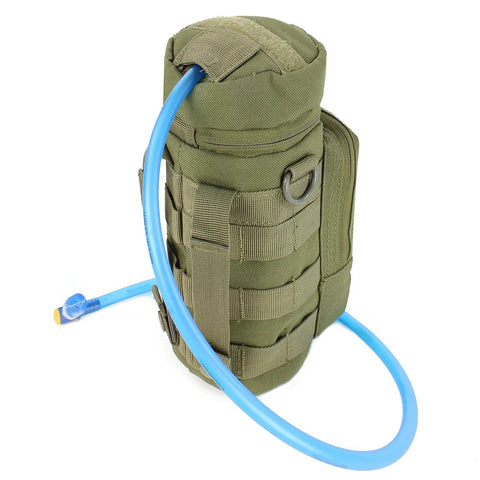 H2O Bottle Pouch With Padded Main Compartment And Front Pocket, Measures 10 Inches High By 4 Inches Diameter, Webbing For Attachments