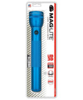 Blue LED 3-Cell D Flashlight with Diamond Knurled Grip, weatherproof, water resistant, drop tested, anodized exterior, in package
