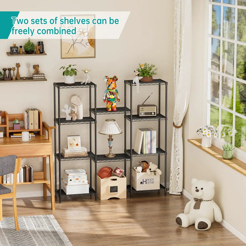 Sturdy Heavy Duty Wire Shelving Units Adjustable Metal Storage Rack With Reinforced Grid And No Sweat Setup For Garage Organization And Home Pantry Display Solutions