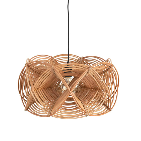 Boho Rattan Pendant Light With 8 Foot Cord Handwoven Shade 60W Max Hardwired Only Natural Woven Ceiling Fixture For Living Room Bedroom Or Kitchen Island Warm Ambient Glow