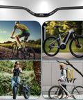 Pro Grade Mountain Bike Handlebars 25.4 31.8mm Clamp Wide 580 720 780mm Riser Bar With 20 30 50 90 100 120 160mm Rise 6061 Aluminum Alloy Hard Anodized Extra Long MTB Bar For Downhill Enduro E Bike shown with cyclists and e-bikes in various settings