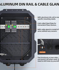 Heavy Duty Outdoor Electrical Enclosure Box Built Like A Tank From Rugged Cold Rolled Steel with cable gland and din rail.