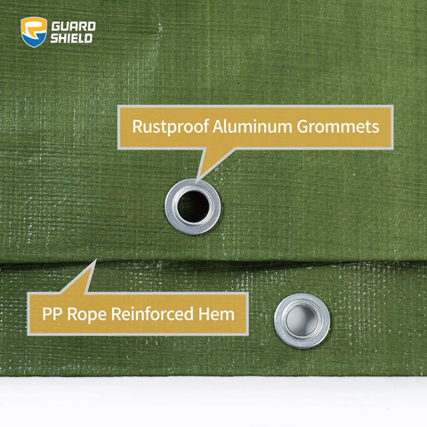 Heavy Duty Tough As Nails Pro Grade Tarp 12x16 Feet Green Waterproof Poly Tarp Cover 10 Mil Thick with aluminum grommets