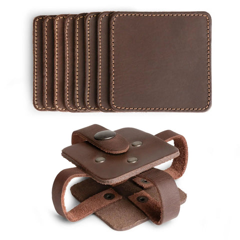 Leather Coaster Set Of 8 For Serious Surface Protection Bourbon Brown Bar Vibe Premium Table Coasters For Home And Office