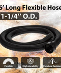 Six Foot Vacuum Accessory Hose For 1-1/4 Inch Systems Beefy Durable Plastic Construction coiled on textured background