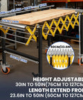 Heavy Duty Expandable Conveyor Roller With 1250 Lbs Hauling Capacity And Smooth Glide Skate Wheels Built For Fast Warehouse Workflows And Zero Sweat Tool Transport with adjustable height and extension features.