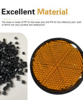 Close-up of Two Pack 2 Inch Round Motorcycle Reflectors With M6 Screw Mount All Weather Ride Ready Waterproof Plastic For Rear Safety Visibility Orange Universal Fit For Cars And Mailboxes, showing orange reflective surface and material details.