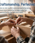 Two hands using 16 Piece Solid And Hollow Dowel And Tenon Center Transfer Plugs For Woodworking Pro Grade Drill Alignment Tool on wooden board.