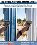Self Adhesive Waterproof Roofing Roll, Hella Tough Self Stick Underlayment, showing temperature comparison at 59.3°C and 26.5°C