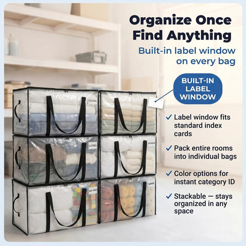 Oversized Moving Bags With Backpack Straps Heavy Duty Storage For Moving Dorms And Home Use, stackable with label windows